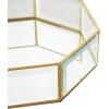 imageDeco 79 Glass Geometric Decorative Jewelry Box Hexagon Jewelry Organizers with Gold Metal Frame and Chain Accent Set of 2 Jewelry Holder 8quot 7quotW Clear14  11W