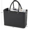 imageDeco 79 Leather Handmade Decorative Magazine Holder Box Style Single Slot Magazine Rack with Arched Handles File Holder 15quot x 9quot x 17quot Black