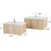 imageDeco 79 Wood Decorative Box Washed Ribbed Storage Decorative Keepsake Boxes with White Lids and Rope Handles Set of 2 Storage Boxes 10quot 8quot W Cream10  8W