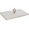 imageDeco 79 Wood Decorative Box Washed Ribbed Storage Decorative Keepsake Boxes with White Lids and Rope Handles Set of 2 Storage Boxes 10quot 8quot W Cream10  8W