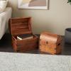 imageDeco 79 Wood Handmade Decorative Box Arched Storage Chest Decorative Keepsake Box with Black Metal Hardware Storage Box 14quot x 10quot x 14quot Brown