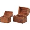 imageDeco 79 Wood Handmade Decorative Box Arched Storage Chest Decorative Keepsake Box with Black Metal Hardware Storage Box 14quot x 10quot x 14quot Brown