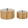 imageDeco 79 Wooden Handmade Decorative Box Slatted Decorative Containers with Lids Set of 2 Decorative Keepsake Boxes 8quot 10quotW Brown