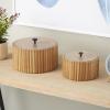 imageDeco 79 Wooden Handmade Decorative Box Slatted Decorative Containers with Lids Set of 2 Decorative Keepsake Boxes 8quot 10quotW Brown