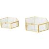 imageDeco 79 Glass Geometric Decorative Jewelry Box Hexagon Jewelry Organizers with Gold Metal Frame and Chain Accent Set of 2 Jewelry Holder 8quot 7quotW Clear8  7W