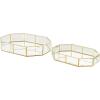 imageDeco 79 Glass Geometric Decorative Jewelry Box Hexagon Jewelry Organizers with Gold Metal Frame and Chain Accent Set of 2 Jewelry Holder 8quot 7quotW Clear14  11W