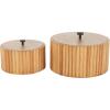 imageDeco 79 Wooden Handmade Decorative Box Slatted Decorative Containers with Lids Set of 2 Decorative Keepsake Boxes 8quot 10quotW Brown