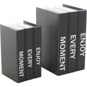 imageDeco 79 Canvas Decorative Box Faux Storage Book Book Shaped Boxes with Gold Live Laugh Love Text Set of 2 Decorative Keepsake Boxes 11quot 9quotH WhiteBlack