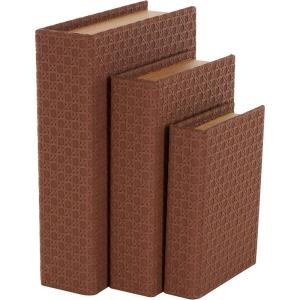 imageDeco 79 Faux Leather Decorative Box Book Shaped Book Shaped Boxes Set of 3 Decorative Keepsake Boxes 12quot 10quot 8quotH BrownBrown