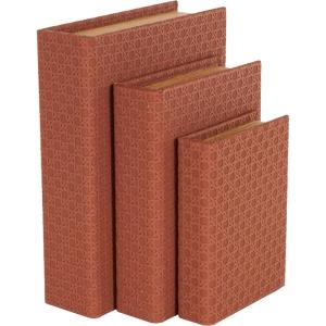 imageDeco 79 Faux Leather Decorative Box Book Shaped Book Shaped Boxes Set of 3 Decorative Keepsake Boxes 12quot 10quot 8quotH BrownCopper