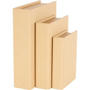 imageDeco 79 Faux Leather Decorative Box Book Shaped Book Shaped Boxes Set of 3 Decorative Keepsake Boxes 12quot 10quot 8quotH BrownCream