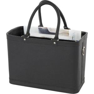 imageDeco 79 Leather Handmade Decorative Magazine Holder Box Style Single Slot Magazine Rack with Arched Handles File Holder 15quot x 9quot x 17quot Black