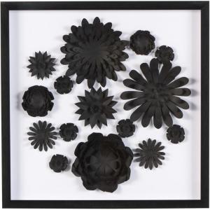 imageDeco 79 Paper Floral Cluster Shadow Box with Varying Shapes and Sizes 20quot x 2quot x 20quot WhiteBlack