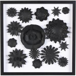 imageDeco 79 Paper Floral Cluster Shadow Box with Varying Shapes and Sizes 20quot x 2quot x 20quot WhiteWhite