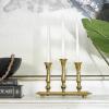 imageDeco 79 Aluminum Metal 3 Candle Candelabra with Candle Plate 12quot x 6quot x 9quot GoldGold