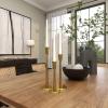 imageDeco 79 Aluminum Metal Decorative Candle Holder Slim Candle Stand with Round Bases Set of 3 Candlestick Holder 12quot 10quot 8quot H GoldGold