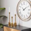 imageDeco 79 Aluminum Metal Decorative Candle Holder Slim Candle Stand with Round Bases Set of 3 Candlestick Holder 12quot 10quot 8quot H GoldGold