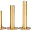 imageDeco 79 Aluminum Metal Decorative Candle Holder Slim Candle Stand with Round Bases Set of 3 Candlestick Holder 12quot 10quot 8quot H GoldGold