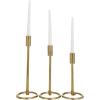 imageDeco 79 Aluminum Metal Decorative Candle Holder Slim Candle Stand with Round Bases Set of 3 Candlestick Holder 12quot 10quot 8quot H GoldGold