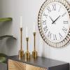 imageDeco 79 Aluminum Metal Decorative Candle Holder Slim Candle Stand with Round Bases Set of 3 Candlestick Holder 12quot 10quot 8quot H GoldGold