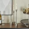 imageDeco 79 Aluminum Metal Decorative Candle Holder Slim Candle Stand with Round Bases Set of 3 Candlestick Holder 12quot 10quot 8quot H GoldSilver