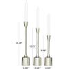 imageDeco 79 Aluminum Metal Decorative Candle Holder Slim Candle Stand with Round Bases Set of 3 Candlestick Holder 12quot 10quot 8quot H GoldSilver