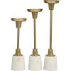 imageDeco 79 Aluminum Slim Candle Holder with White Marble Base Set of 3 15 13 11quot H GoldGold