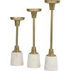 imageDeco 79 Aluminum Slim Candle Holder with White Marble Base Set of 3 15 13 11quot H GoldGold