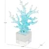 imageDeco 79 Glass Coral Decorative Sculpture Ombre Home Decor Statue with Clear Square Base Accent Figurine 8quot x 4quot x 11quot Blue