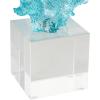 imageDeco 79 Glass Coral Decorative Sculpture Ombre Home Decor Statue with Clear Square Base Accent Figurine 8quot x 4quot x 11quot Blue