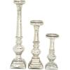 imageDeco 79 Glass Handmade Decorative Candle Holder Turned Style Pillar Candle Stand Set of 3 Candlestick Holder 11quot 15quot 21quotH Silver