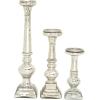 imageDeco 79 Glass Handmade Decorative Candle Holder Turned Style Pillar Candle Stand Set of 3 Candlestick Holder 11quot 15quot 21quotH Silver