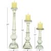 imageDeco 79 Glass Handmade Decorative Candle Holder Turned Style Pillar Candle Stand Set of 3 Candlestick Holder 11quot 15quot 21quotH Silver