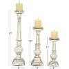 imageDeco 79 Glass Handmade Decorative Candle Holder Turned Style Pillar Candle Stand Set of 3 Candlestick Holder 11quot 15quot 21quotH Silver