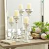 imageDeco 79 Glass Handmade Decorative Candle Holder Turned Style Pillar Candle Stand Set of 3 Candlestick Holder 21quot 17quot 12quotH Silver21x17x12
