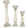 imageDeco 79 Glass Handmade Decorative Candle Holder Turned Style Pillar Candle Stand Set of 3 Candlestick Holder 21quot 17quot 12quotH Silver21x17x12