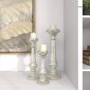 imageDeco 79 Glass Handmade Decorative Candle Holder Turned Style Pillar Candle Stand Set of 3 Candlestick Holder 21quot 17quot 12quotH Silver21x17x12