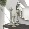 imageDeco 79 Glass Handmade Decorative Candle Holder Turned Style Pillar Candle Stand Set of 3 Candlestick Holder 21quot 17quot 12quotH Silver21x17x12