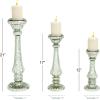 imageDeco 79 Glass Handmade Decorative Candle Holder Turned Style Pillar Candle Stand Set of 3 Candlestick Holder 21quot 17quot 12quotH Silver21x17x12