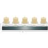 imageDeco 79 Glass Handmade Pillar 5 Plate Candle Holder with Mirrored Sides 24quot x 4quot x 4quot Silver24x4