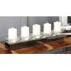 imageDeco 79 Glass Handmade Pillar 5 Plate Candle Holder with Mirrored Sides 24quot x 4quot x 4quot Silver24x4