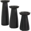 imageDeco 79 Mango Wood Decorative Candle Holder Pillar Candle Stand Set of 3 Candlestick Holder 10quot 6quot 8quot H Black