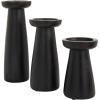 imageDeco 79 Mango Wood Decorative Candle Holder Pillar Candle Stand Set of 3 Candlestick Holder 10quot 6quot 8quot H Black