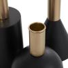 imageDeco 79 Wood Geometric Decorative Candle Holder Candle Stand with Varying Shapes and Gold Accents Set of 3 Candlestick Holder 7quot 5quot 6quot H Black