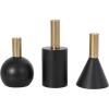 imageDeco 79 Wood Geometric Decorative Candle Holder Candle Stand with Varying Shapes and Gold Accents Set of 3 Candlestick Holder 7quot 5quot 6quot H Black