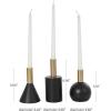 imageDeco 79 Wood Geometric Decorative Candle Holder Candle Stand with Varying Shapes and Gold Accents Set of 3 Candlestick Holder 7quot 5quot 6quot H Black