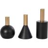 imageDeco 79 Wood Geometric Decorative Candle Holder Candle Stand with Varying Shapes and Gold Accents Set of 3 Candlestick Holder 7quot 5quot 6quot H Black