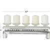 imageDeco 79 Wood Pillar 5 Plate Candle Holder with Mirrored Accents 20quot x 4quot x 7quot Silver