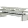 imageDeco 79 Wood Pillar 5 Plate Candle Holder with Mirrored Accents 20quot x 4quot x 7quot Silver