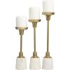 imageDeco 79 Aluminum Slim Candle Holder with White Marble Base Set of 3 15 13 11quot H GoldGold